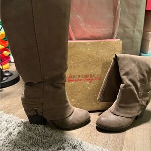 American Rag Tan Heeled Boots Stylish and Versatile